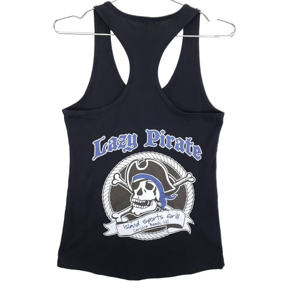 Island Sports Grill Tank Top Womens Medium Black Carolina Beach NC Skull Print - Picture 1 of 5